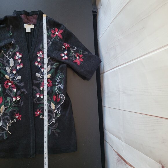 Christopher & Banks Petite Open Front Knit Sweater Cardigan, Embroidered Petite - Picture 11 of 11